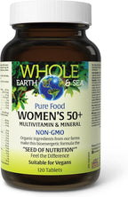 Natural Factors Whole Earth & Sea Women's 50+ Multivitamin & Mineral - Daily Multivitamin with Calcium, Selenium & More - Supports Bone & Brain Health - 120 Tablets (60 Servings)