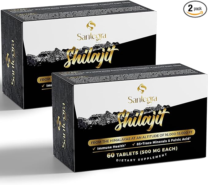 30,000 MG Shilajit Tablets, 100% Shilajit Pure Tablets for Women & Men, Himalayan Organic, Fulvic Acid & 85+ Trace Minerals, Resin Supplement for Energy and Immune System, 120 Counts