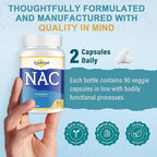 NAC Supplement N-Acetyl Cysteine | High Dose NAC 1000mg for Liver Focused | N-Acetyl-L-Cysteine with Milk Thistle & Glutathione | NAC Capsules 90-Count Vegan