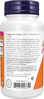 NOW Foods Supplements, Vitamin D-3 1,000 IU, High Potency, Structural Support*, 360 Softgels
