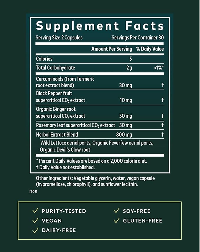 Gaia Herbs Turmeric Supreme Ache- Helps Provide Relief of Occasional Aches - with Turmeric Curcumin, Black Pepper, Devil’s Claw, Ginger, Feverfew & More - 60 Liquid Phyto-Capsules(30-Day Supply)