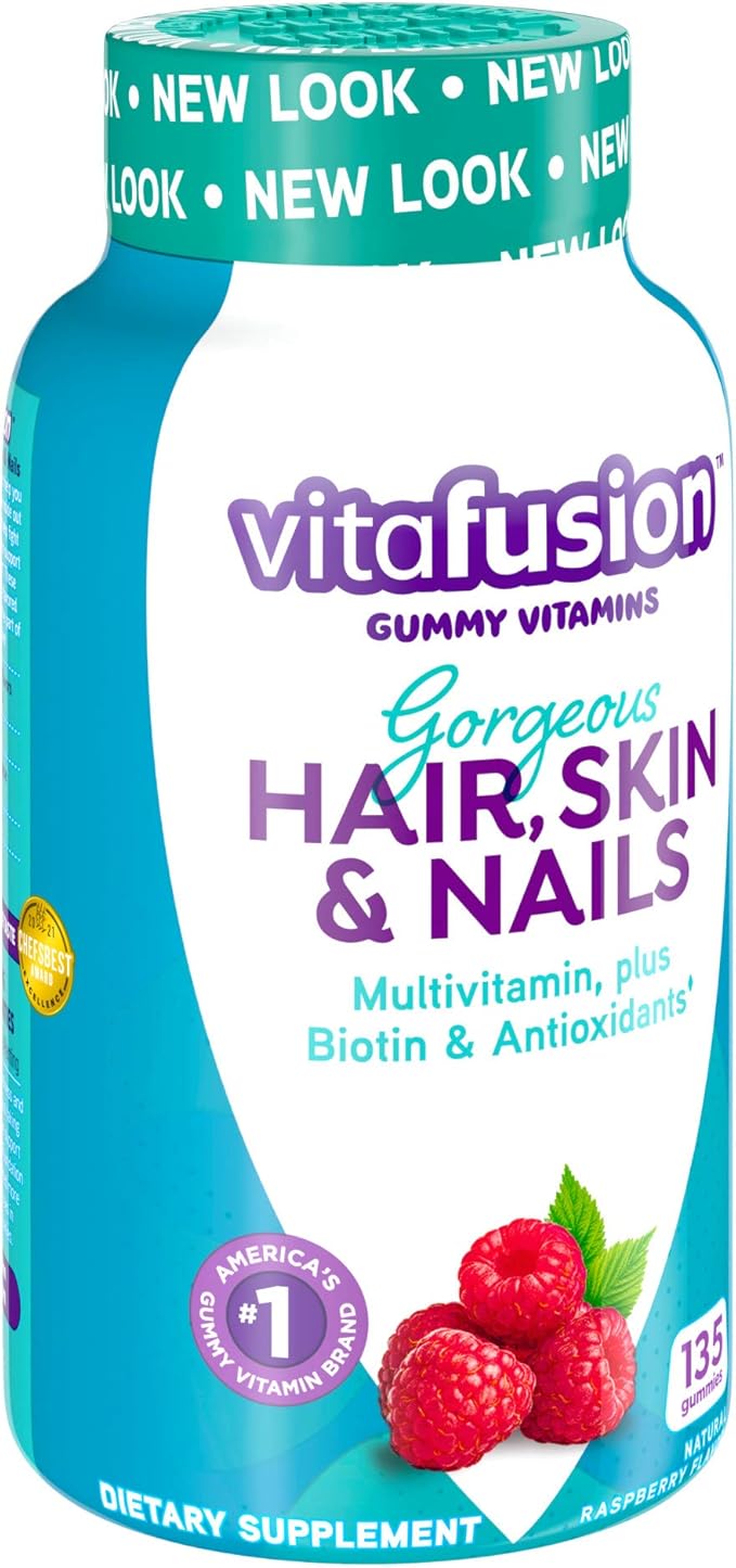 Vitafusion Gorgeous Hair/Skin & Nails Multivitamin Gummy Vitamins + Biotin & Antioxidant Vitamins C&E/Raspberry Flavor (45 Day Supply) America’s Number One Gummy Vitamin Brand, 135 Count (Pack of 2)