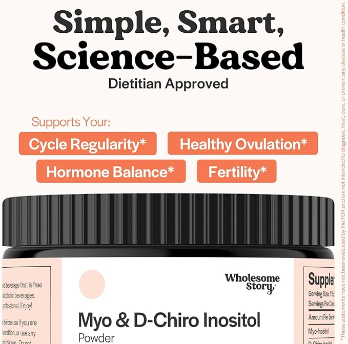 Myo-Inositol & D-Chiro Inositol Supplement Powder for Women | Hormonal Balance & Healthy Ovarian Function Support | Vitamin B8 | Great Alternative to Capsules | 40:1 Ratio | 30 Servings