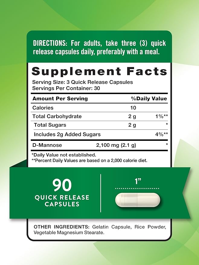 Nature's Truth D-Mannose Pills | 2100mg | 90 Capsules | Non-GMO & Gluten Free Supplement