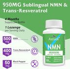 Sublingual NMN 500mg + Trans-Resveratrol 400mg, 3-in-1 Advanced Formula 99% Pure NMN Resveratrol Supplement for Boost* NAD, Cell, Immune, Energy & Muscle, Anti-Aging, 240 Lozenges, 240-Day Supply