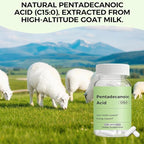 Pentadecanoic Acid, C15:0 Supplement, Supports Metabolic and Mitochondrial Health. Sourced from High-Altitude Goat Milk - 60 Capsules