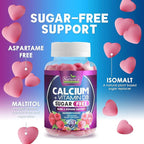 Calcium Supplement Gummies - Sugar Free Calcium Gummy with Vitamin D3 for Best Absorption - Supports Immune Health, Bones & Teeth - Nature's Calcium Chews for Women & Men - Berry Flavor - 60 Gummies