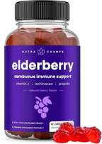 NutraChamps Elderberry Gummies with Vitamin C, Propolis & Echinacea - Immune System Support Gummy Vitamins for Adults & Kids - Max Strength 200mg Sambucus Antioxidant