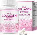 Multi Collagen Peptides Capsules, 240Pcs, Type I,II，V, X for Healthy Skin, Bone, Joint, Hair, Nail|Hydrolyzed Collagen Peptides, Easy Digestion, Unflavored for Women & Men