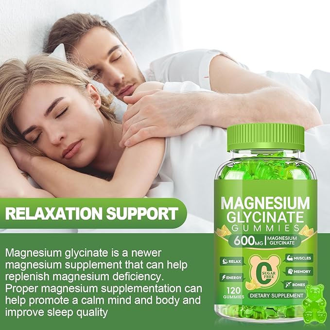 Magnesium Glycinate Gummies 600mg, Sugar Free Lemon 2pcs