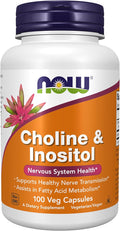 NOW Foods Supplements, Choline & Inositol 500 mg, Healthy Nerve Transmission*, Nervous System Health*, 100 Capsules