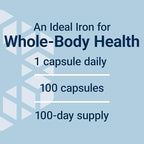 Life Extension Iron Protein Plus, Iron Protein succinylate, absorbable Iron Supplement for Whole-Body Health, Non-GMO, Gluten-Free, Vegetarian, 100 Capsules