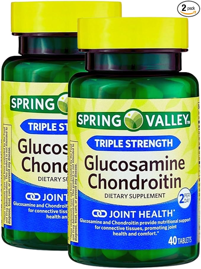 Glucosamine Chondroitin Triple Strength 40 Tablets, Glucosamina Suplemento, 1400mg Glucosamine + 1200mg Chondroitin, Daily Joint Support, Gluten Free (Pack of 2)