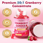Vegan Cranberry Gummies with D Mannose - Supports Urinary Tract Health for Women & Men, Sugar-Free, Non-GMO and Gluten Free, Strawberry Flavor, 60 Count