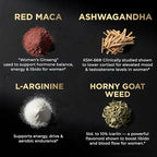 1,450mg Libido Booster for Women w. 30x Strength Red Maca Root, KSM66 Ashwagandha, Horny Goat Weed & Damiana - Pure Peruvian Red Maca Root Capsules Powerful Aphrodisiac & Testosterone for Women