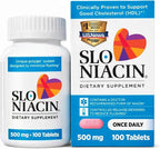 Slo-Niacin Slow Release Niacin 500mg – Vitamin B3 Supplement for Heart Wellness – Flush-Free B3 Vitamins for Cholesterol & Cardiovascular Support – 100 Tablets