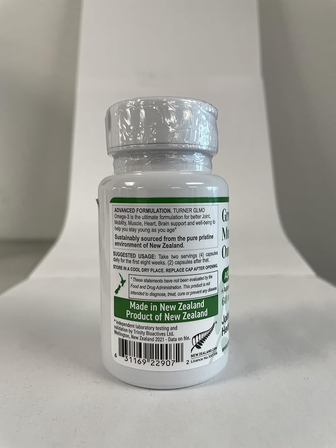 TURNER New Zealand Green Lipped Omega-3 Mussel Oil, 53x Higher Potency with UAF1000+ Super Antioxidant, No Fishy Aftertaste, 2 Bottles, 120 Softgels