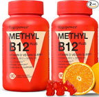 Vitamin B12 1000 mcg Gummies for Adults - Vegan Methyl B12 & D3 5000 IU Vitamin Gummy Supplements for Women - Supports Bone Health & Energy Boost - Non-GMO, Orange Flavor 180 Bears