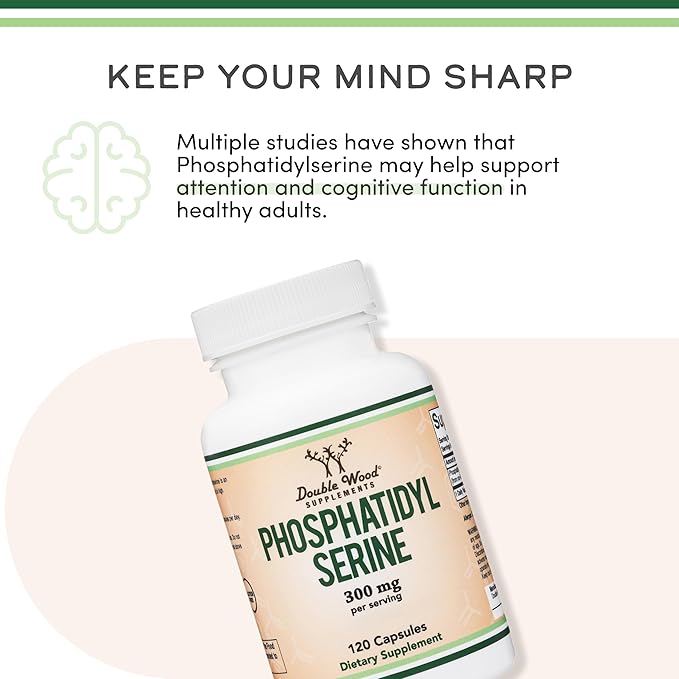 PhosphatidylSerine Supplement 300mg Per Serving, 120 Capsules (Phosphatidyl Serine Complex) by Double Wood