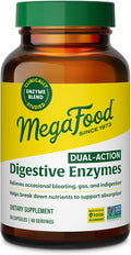 MegaFood Dual-Action Digestive Enzymes for Women & Men - Gas & Bloating Relief for Women & Men - Supports Nutrient Absorption & Digestive Health - Vegan, Gluten Free - 60 Capsules, 60 Servings