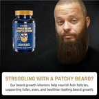 Derm Dude Power Beard Growth Vitamins for Men | With Biotin 10K MCG, Zinc B12 Saw Palmetto & Keratin for Healthier Thicker Fuller & Stronger Facial Hair | Restore Hair Breakage & Thinning, 60 Capsules