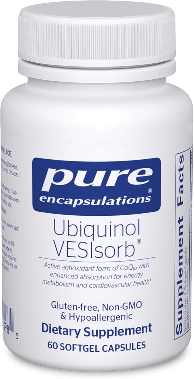 Pure Encapsulations Ubiquinol VESIsorb | Hypoallergenic Supplement | Enhanced Absorption of Active Antioxidant Form of CoQ10 | 60 Caplique Capsules