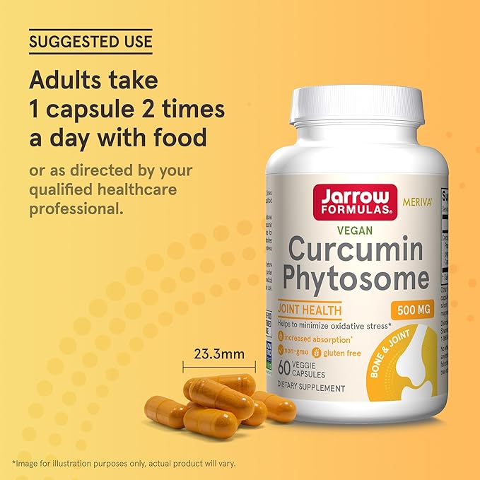 Jarrow Formulas Curcumin Phytosome 500 mg - 60 Veggie Capsules - Formulated with Meriva - Antioxidant Support Supplement - Joint Health & Support - 60 Servings