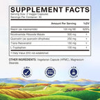 Vitalitown 5 in 1 NAD+, NMN Supplement Alternatives, Nicotinamide Riboside (NR), Trans-Resveratrol, Quercetin, Niacinamide, L-Tryptophan, for Cellular Energy, Heart, Skin, 60 Veggie Capsules