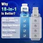 18-in-1 Brain Supplement for Memory and Focus – 120 Nootropic Capsules (2-Month Supply) with Alpha GPC, Bacopa, Ginkgo Biloba, Lion's Mane | Cognitive Health, Mental Clarity | Vegan, Non-GMO