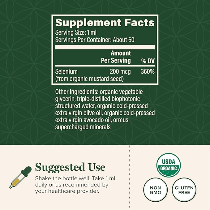 Global Healing Center - Selenium 200mcg, Selenium Supplement Drops with Organic Ingredients, Antioxidants for Thyroid and Immune Support, Non-GMO & Gluten-Free, for Men & Women - 2 Fl Oz