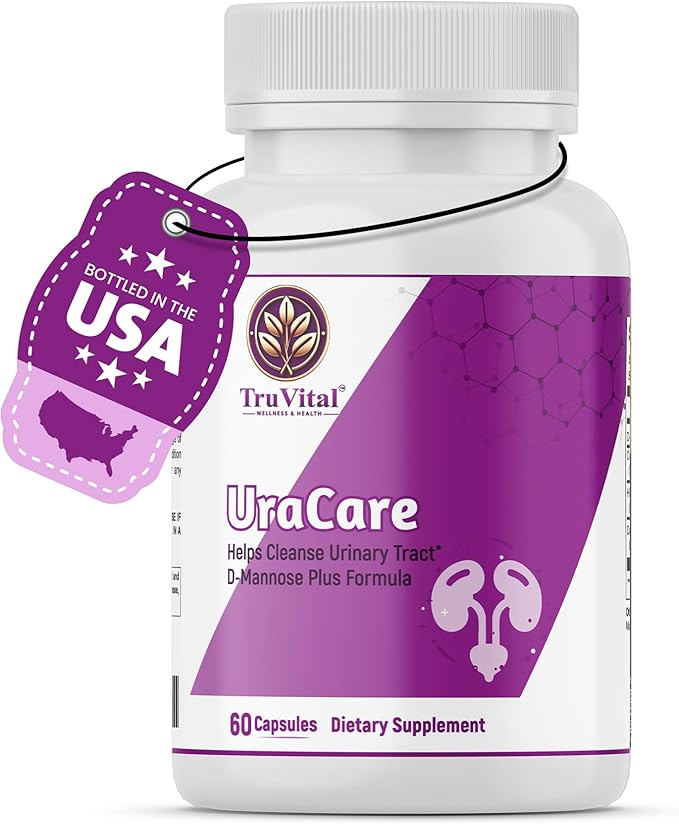 TRUVITAL™ UraCare D-Mannose & Cranberry Extract - Bladder Support & Cleanse for Women - with Hibiscus & Dandelion Root - Fast Acting Formula - Vegan Made in USA 60 Capsules