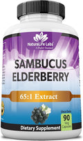 NaturaLife Labs Sambucus Elderberry Capsules – with Vitamin C & Zinc – Immune Support Supplement – 90 Vegan Capsules – Non-GMO & Gluten-Free