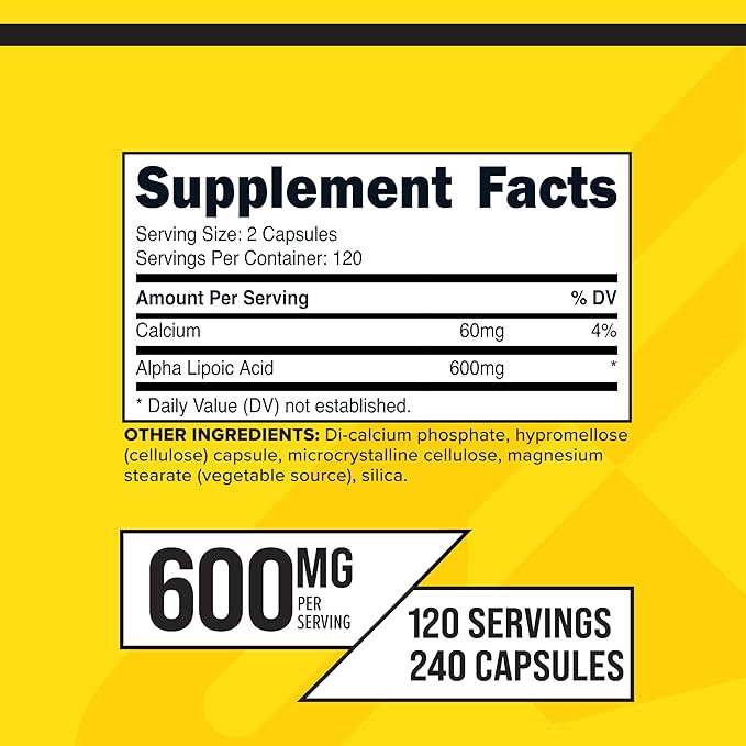 Primaforce Alpha Lipoic Acid 600mg Per Serving, 240 Capsules, 120 Servings
