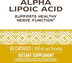 Nature's Way Alpha Lipoic Acid, Supports Healthy Nerve Function & Antioxidant Pathways*, 600 mg per 3-Capsule Serving, 60 Capsules (Packaging May Vary)