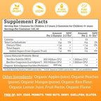 Llama Naturals Kids Probiotic with Prebiotic Fiber, Vegan, Organic Prebiotics and Probiotics Gummies for Gut Health Support, Toddler Real Fruit Gummy Vitamins, No Added Sugar Cane, Peach Mango, 120 Ct