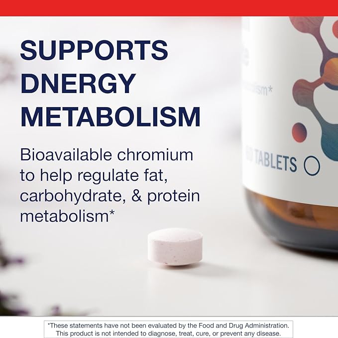 Metagenics Chromium Picolinate - Bioavailable Chromium for Metabolism Support* - Essential Trace Mineral - Non-GMO, Vegetarian, Gluten-Free - 200 mcg - 60 Tablets