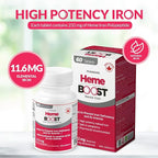 Hemeboost 11.6 mg (232 mg Heme Iron Pills), High Potency Iron Supplement for Women & Men, High Absorption & Gentle on Stomach, Safe for Use in Pregnancy, 180 Tablets (Pack of 3)