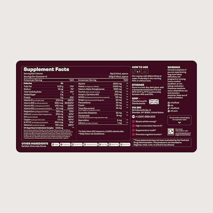 Youth & Earth V14 Reds Powder | NMNH, Spermidine, Magnesium Blend | Daily Wellness Powder | Gluten Free, Soy Free, Non-GMO | 30 Servings