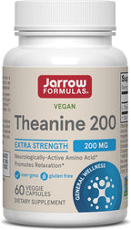 Jarrow Formulas Extra Strength L Theanine 200mg Dietary Supplement that Promotes Relaxation, Supplement for Relaxation Support, 60 Veggie Capsules, 60 Day Supply