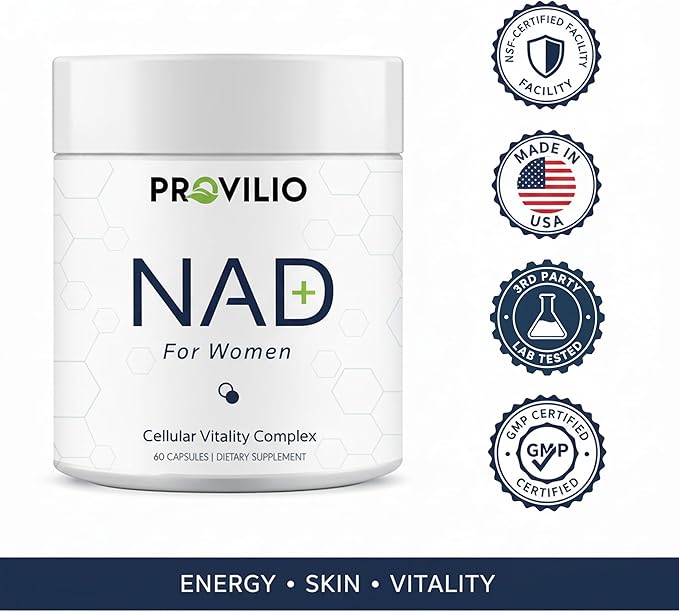 NAD+ Supplements for Women - NMN Supplement Alternative with Nicotinamide Riboside, Trans-Resveratrol, NAD Resveratrol Supplement for Energy, Skin Health, Healthy Aging - USA Made