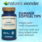 Nature's Wonder Clinical Strength Lutein 25 mg with Zeaxanthin 5 mg softgels for Adults, Supports Vision & Eye Health, Gluten Free, No Artificial Colors 90 Days Supply