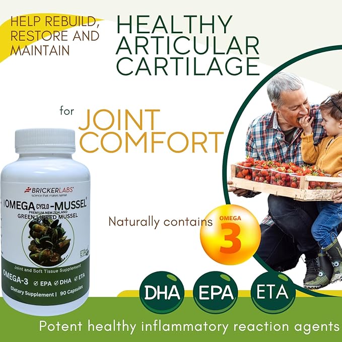 Bricker Labs Joint Comfort and Sugar Balance | Omega Cyclo Mussel for Joint Health + Big-V Triple Strength Vanadyl for Blood Sugar Support