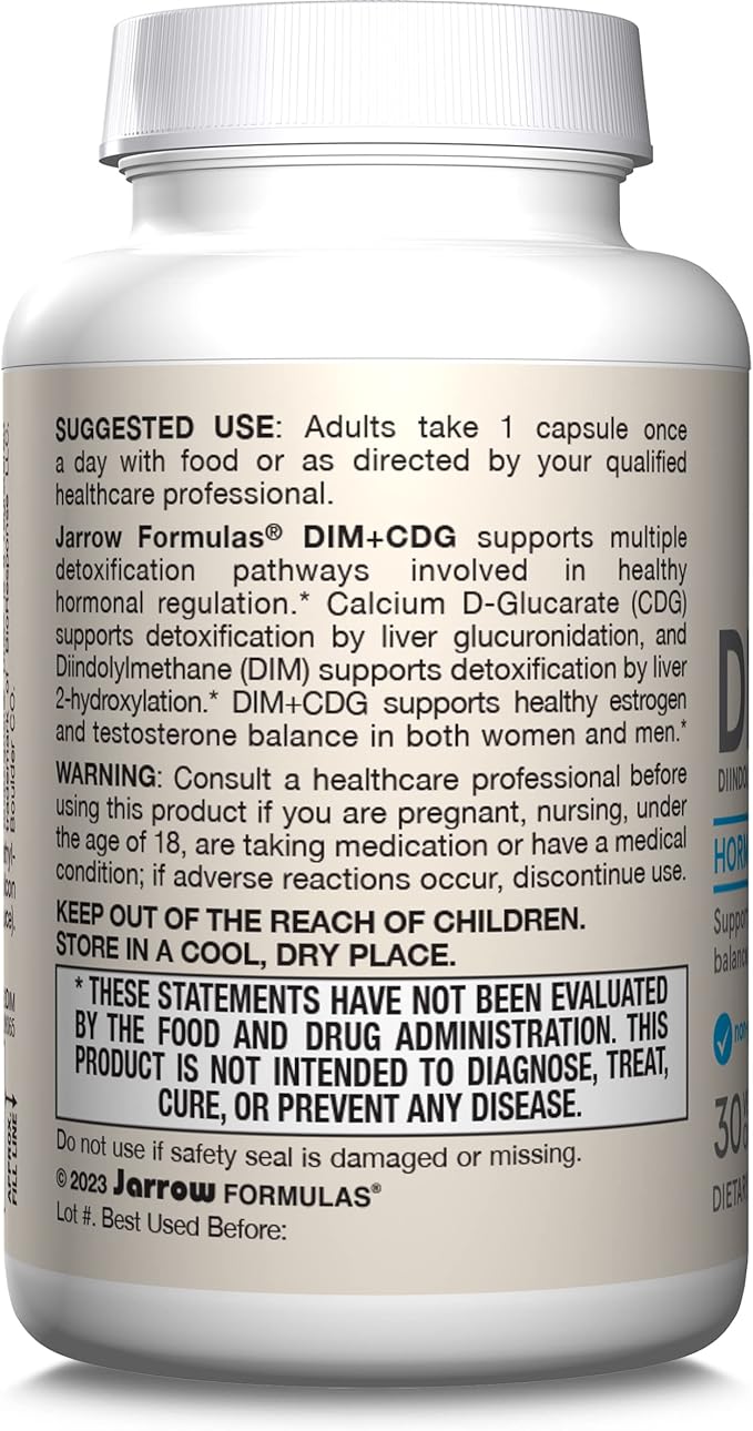 Jarrow Formulas - DIM + CDG Veggie Capsules - - DIM & CDG Supplement - for Hormone Balance - Non-GMO - Gluten Free,30 Count (Pack of 2)