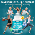 Magnesium Glycinate 500mg, High Absorption Magnesium Supplement with Vitamins B6 & D3, Chelated Magnesium Glycinate Capsules for Muscle, Heart, Calm & Immune Health, Non-Buffered, 120 Capsules