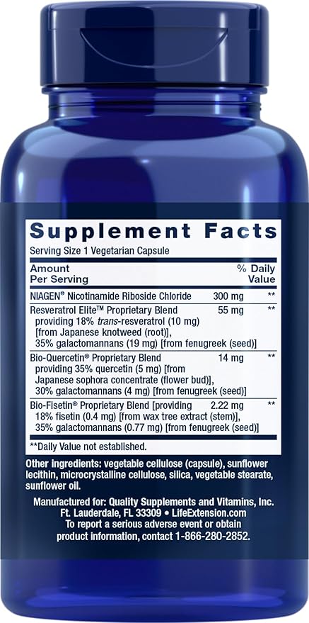 Life Extension NAD+ Cell Regenerator and Resveratrol Elite, 90 Veg Caps
