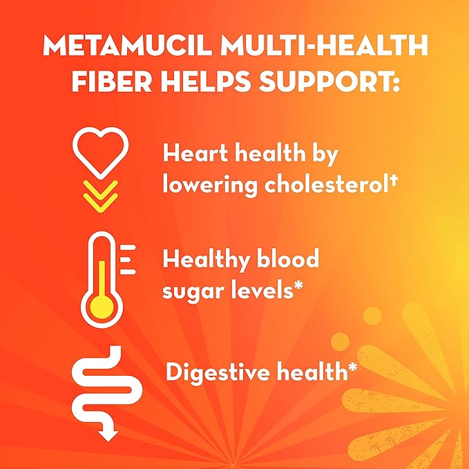 Metamucil Daily Fiber + Collagen, Psyllium Husk Powder, Plant Based Fiber Supplement, Sugar-Free with Stevia, 3-in-1 Fiber Supplement for Digestive Health, Orange Flavored, 90 Doses