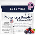 Phosphorus Supplements 100 Packets, Dietary Supplements Powder with Sodium Phosphate and Potassium Phosphate, Fruit Flavored Phosphorous Supplement Powder for Electrolyte, Bone Health & Kidney Health