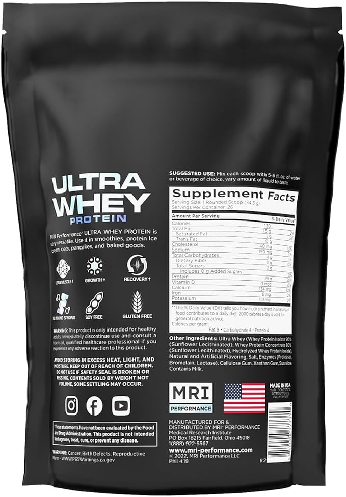 MRI Performance Ultra Whey Protein 25g Triple-Blend of Hydrolyzed, Isolate & Concentrate for Muscle Recovery, Lean Strength & Daily Protein Support (Marshmallow Crunch, 26 Servings)