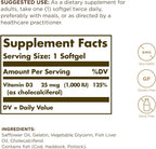 Solgar Vitamin D3 (Cholecalciferol) 25 mcg (1000 IU) - 100 Softgels - Helps Maintain Healthy Bones & Teeth - Immune System Support - Non-GMO, Gluten Free, Dairy Free - 100 Servings