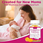 Aromlife Postpartum Hair Loss Gummies for Women Stronger Hair, Postpartum Hair Gummies with Biotin, Folate, Zine, Vitamin E, B6 & B12, 60 Count Vegan Breastfeeding-Friendly Postnatal Vitamins Gummy